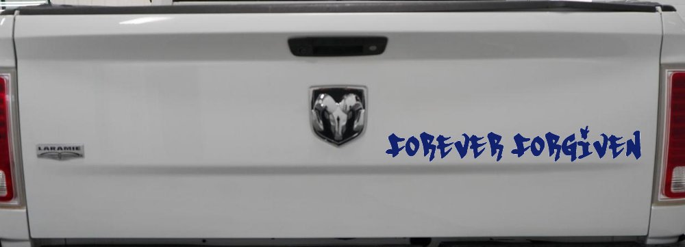Forever Forgiven Christian Car or Truck Window Vinyl Decal Sticker (Navy)