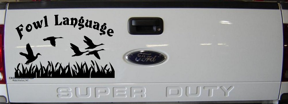 Fowl Language Duck Pond Hunting Car or Truck Window Decal Sticker (Black)