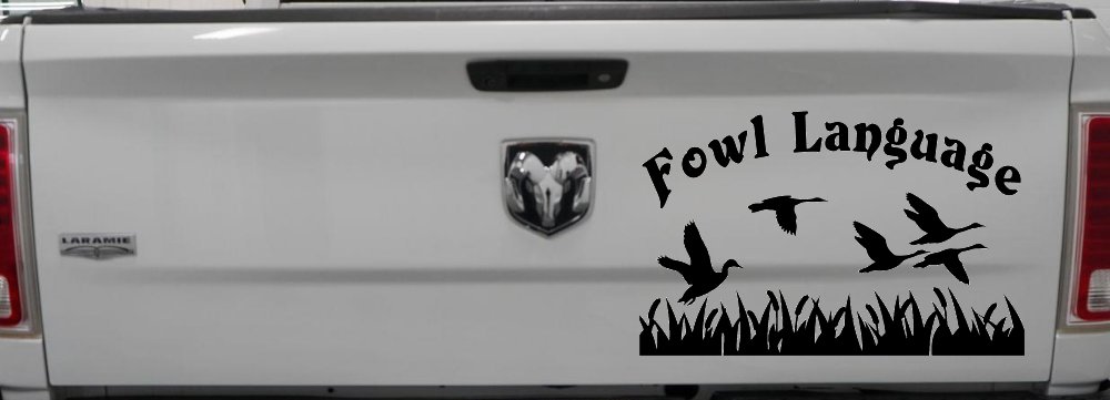Fowl Language Duck Pond Hunting Car or Truck Window Decal Sticker (Black)