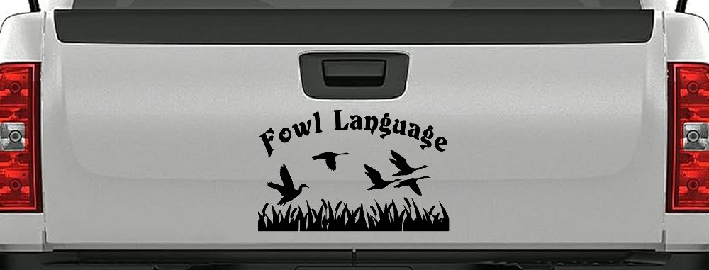 Fowl Language Duck Pond Hunting Car or Truck Window Decal Sticker (Black)