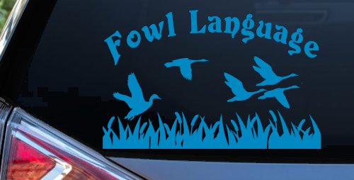 Fowl Language Duck Pond Hunting Car or Truck Window Decal Sticker (Blue)