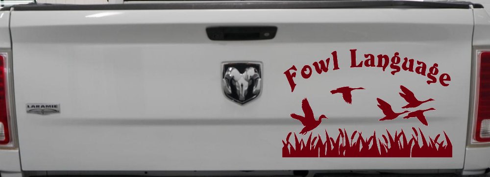 Fowl Language Duck Pond Hunting Car or Truck Window Decal Sticker (Burgundy)