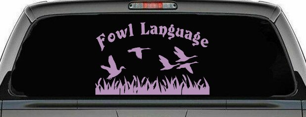 Fowl Language Duck Pond Hunting Car or Truck Window Vinyl Decal Sticker (Lilac)