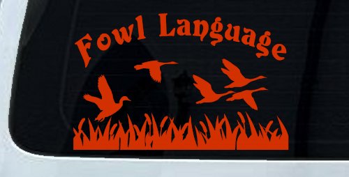 Fowl Language Duck Pond Hunting Car or Truck Window Decal Sticker (Orange Red)