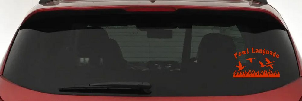Fowl Language Duck Pond Hunting Car or Truck Window Decal Sticker (Orange Red)