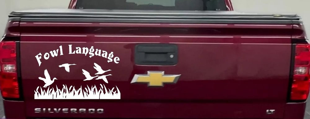 Fowl Language Duck Pond Hunting Car or Truck Window Decal Sticker (White)