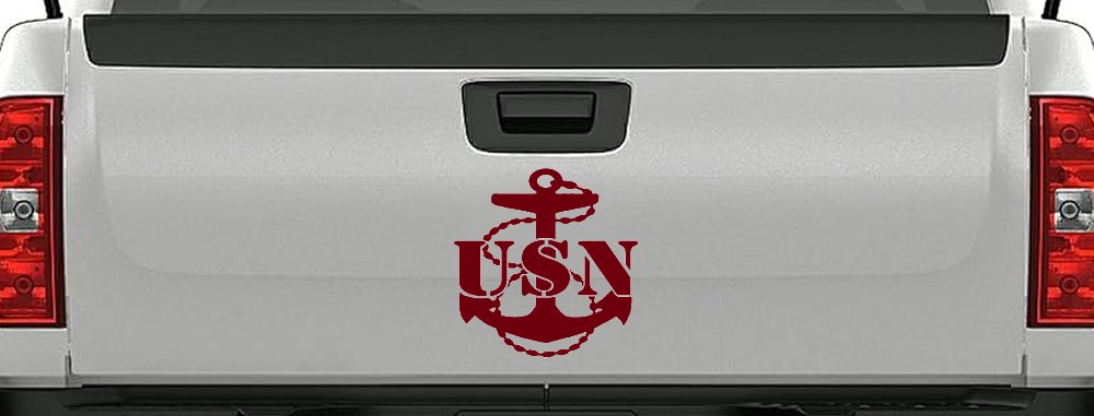 USN Navy Anchor Military Car or Truck Window Vinyl Decal Sticker (Burgundy)
