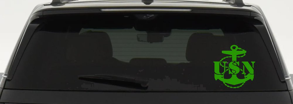 USN Navy Anchor Military Car or Truck Window Decal Sticker (Lime)