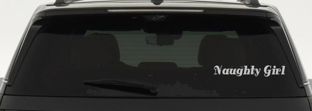Naughty Girl Car or Truck Window Decal Sticker (Light Gray)
