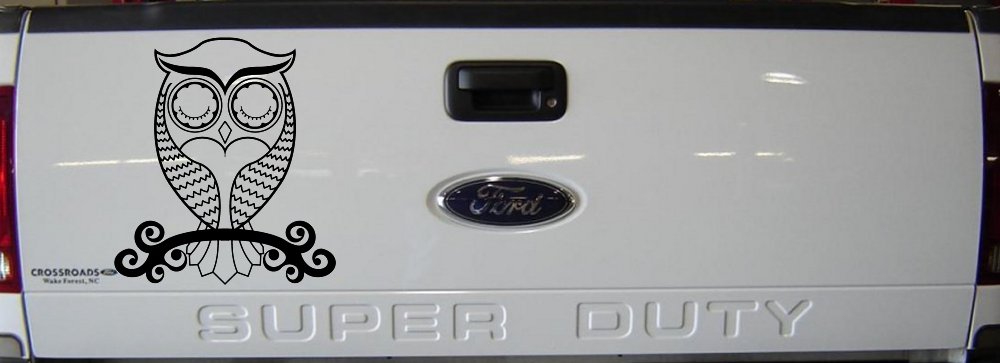 Cute Owl On Small Swirl Tree Limb Car or Truck Window Vinyl Decal Sticker (Black)