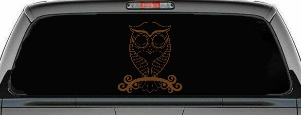 Cute Owl On Small Swirl Tree Limb Car or Truck Window Decal Sticker
