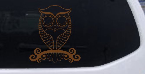 Cute Owl On Small Swirl Tree Limb Car or Truck Window Decal Sticker