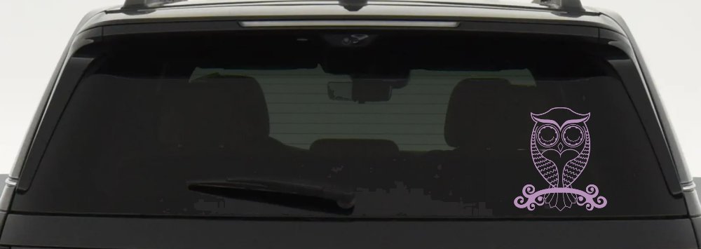 Cute Owl On Small Swirl Tree Limb Car or Truck Window Decal Sticker