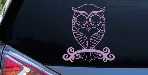 Cute Owl On Small Swirl Tree Limb Car or Truck Window Decal Sticker (Lilac)