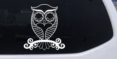 Cute Owl On Small Swirl Tree Limb Car or Truck Window Decal Sticker