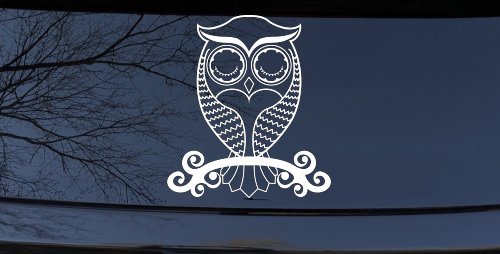 Cute Owl On Small Swirl Tree Limb Car or Truck Window Decal Sticker