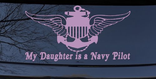 My Daughter Is A Navy Pilot Anchor Wings Military Car or Truck Window Decal Sticker (Lilac)