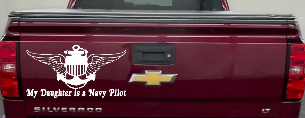 My Daughter Is A Navy Pilot Anchor Wings Military Car or Truck Window Decal Sticker (White)