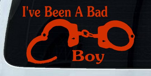Ive Been A Bad Boy Handcuffs Car or Truck Window Decal Sticker (Orange Red)