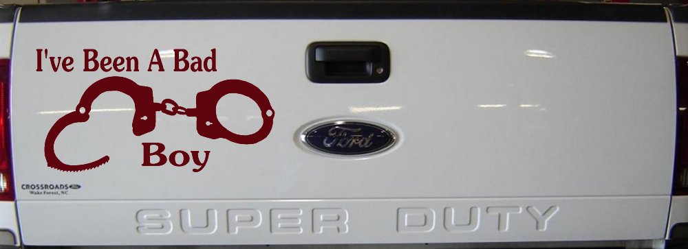 Ive Been A Bad Boy Handcuffs Car or Truck Window Vinyl Decal Sticker (Purple Red)