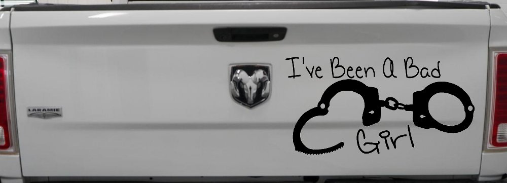 Ive Been A Bad Girl Handcuffs Car or Truck Window Vinyl Decal Sticker (Black)