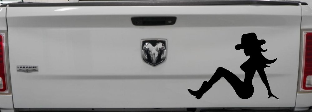 Mudflap Cowgirl Country Car or Truck Window Decal Sticker (Black)