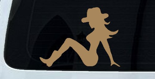 Mudflap Cowgirl Country Car or Truck Window Decal Sticker (Light Brown)