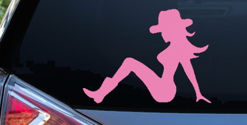 Mudflap Cowgirl Country Car or Truck Window Decal Sticker (Pink)