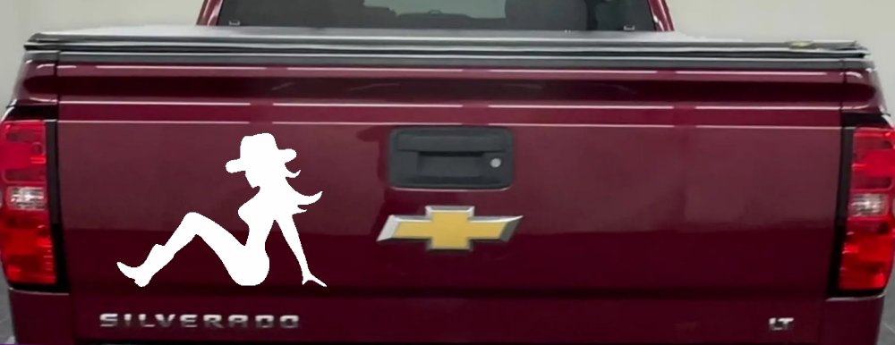 Mudflap Cowgirl Country Car or Truck Window Decal Sticker (White)