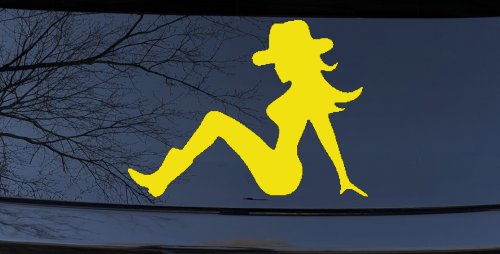 Mudflap Cowgirl Country Car or Truck Window Decal Sticker (Yellow)