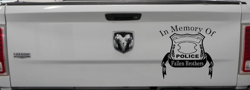 In Memory Of Fallen Police Brothers Car or Truck Window Vinyl Decal Sticker (Black)