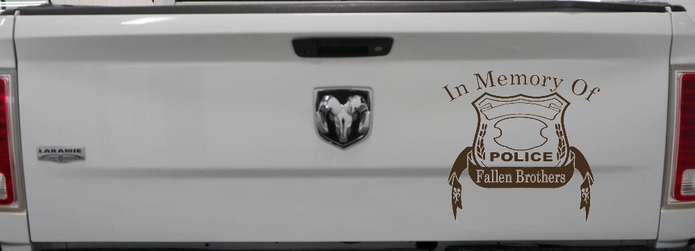 In Memory Of Fallen Police Brothers Car or Truck Window Vinyl Decal Sticker (Brown)