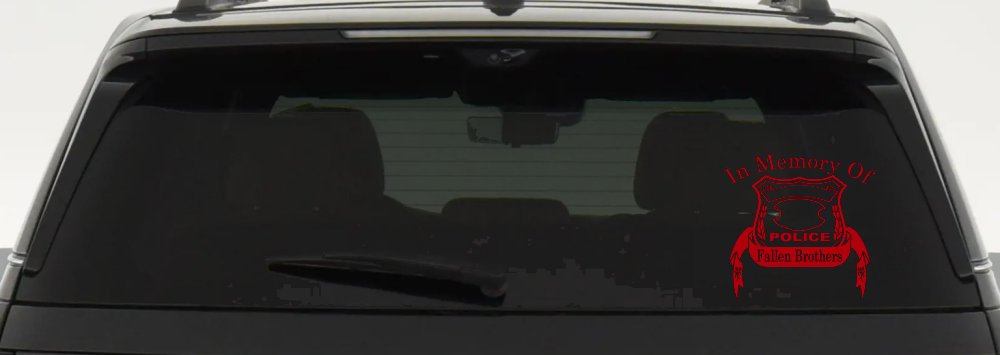 In Memory Of Fallen Police Brothers Car or Truck Window Vinyl Decal Sticker (Red)