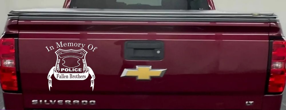 In Memory Of Fallen Police Brothers Car or Truck Window Decal Sticker (White)