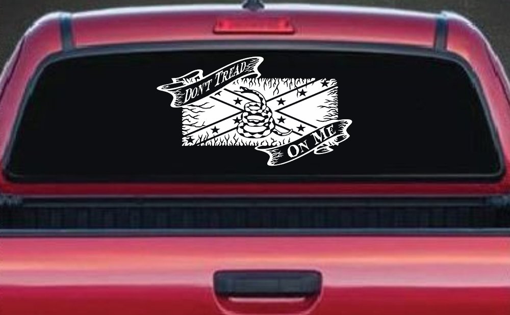 Don't Tread On Me Gadsden Rebel Flag Country Car or Truck Window Decal Sticker (White)