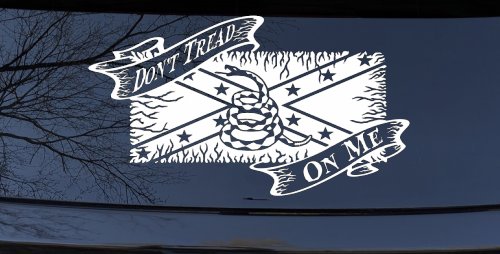 Don't Tread On Me Gadsden Rebel Flag Country Car or Truck Window Decal Sticker (White)