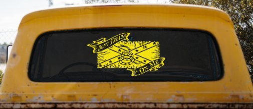 Don't Tread On Me Gadsden Rebel Flag Country Car or Truck Window Decal Sticker (Yellow)