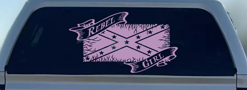 Rebel Girl with Rebel Flag Country Car or Truck Window Vinyl Decal Sticker (Lilac)