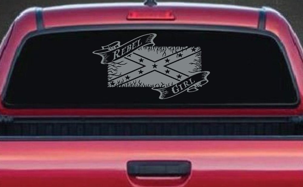Rebel Girl with Rebel Flag Country Car or Truck Window Decal Sticker