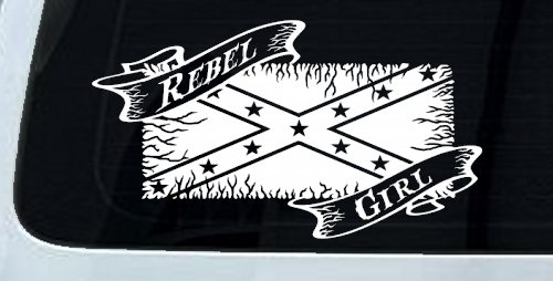 Rebel Girl with Rebel Flag Country Car or Truck Window Decal Sticker