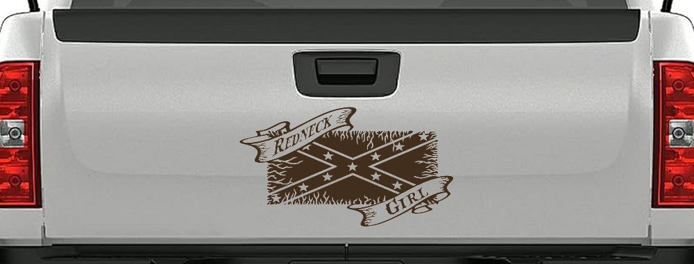 Redneck Girl Rebel Flag Country Car or Truck Window Decal Sticker (Brown)