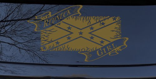 Redneck Girl Rebel Flag Country Car or Truck Window Decal Sticker (Gold)