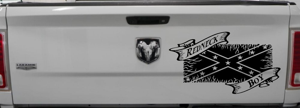 Redneck Boy Rebel Flag Country Car or Truck Window Decal Sticker (Black)