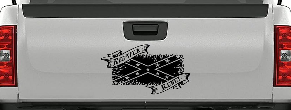 Redneck Rebel with Rebel Flag Country Car or Truck Window Decal Sticker (Black)