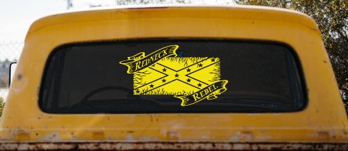 Redneck Rebel with Rebel Flag Country Car or Truck Window Decal Sticker (Yellow)
