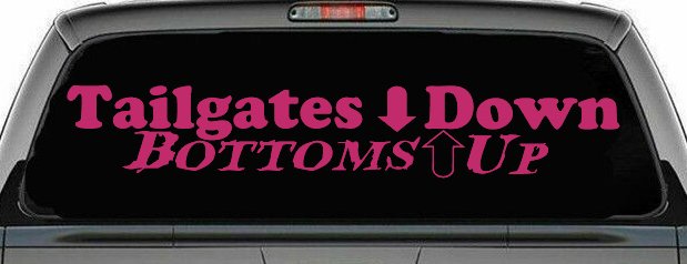Tailgates Down Bottoms Up Country Car or Truck Window Vinyl Decal Sticker (Hot Pink)