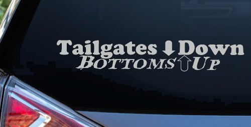 Tailgates Down Bottoms Up Country Car or Truck Window Vinyl Decal Sticker (Light Gray)