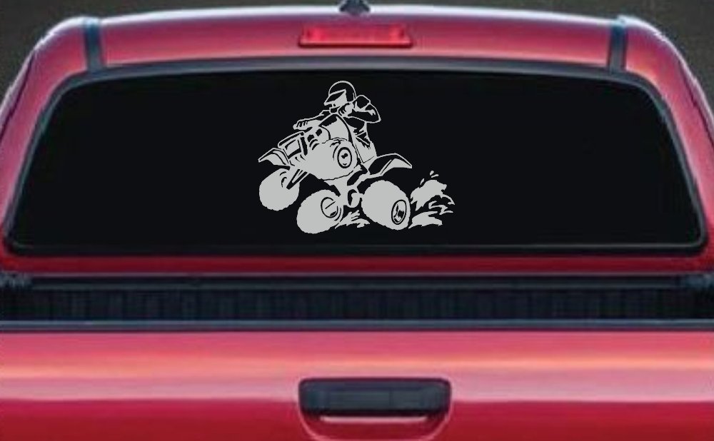 Four Wheeler Mudding Off Road Car or Truck Window Decal Sticker (Light Gray)