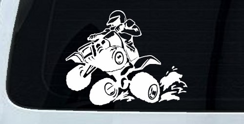 Four Wheeler Mudding Off Road Car or Truck Window Decal Sticker (White)