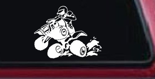 Four Wheeler Mudding Off Road Car or Truck Window Decal Sticker (White)
